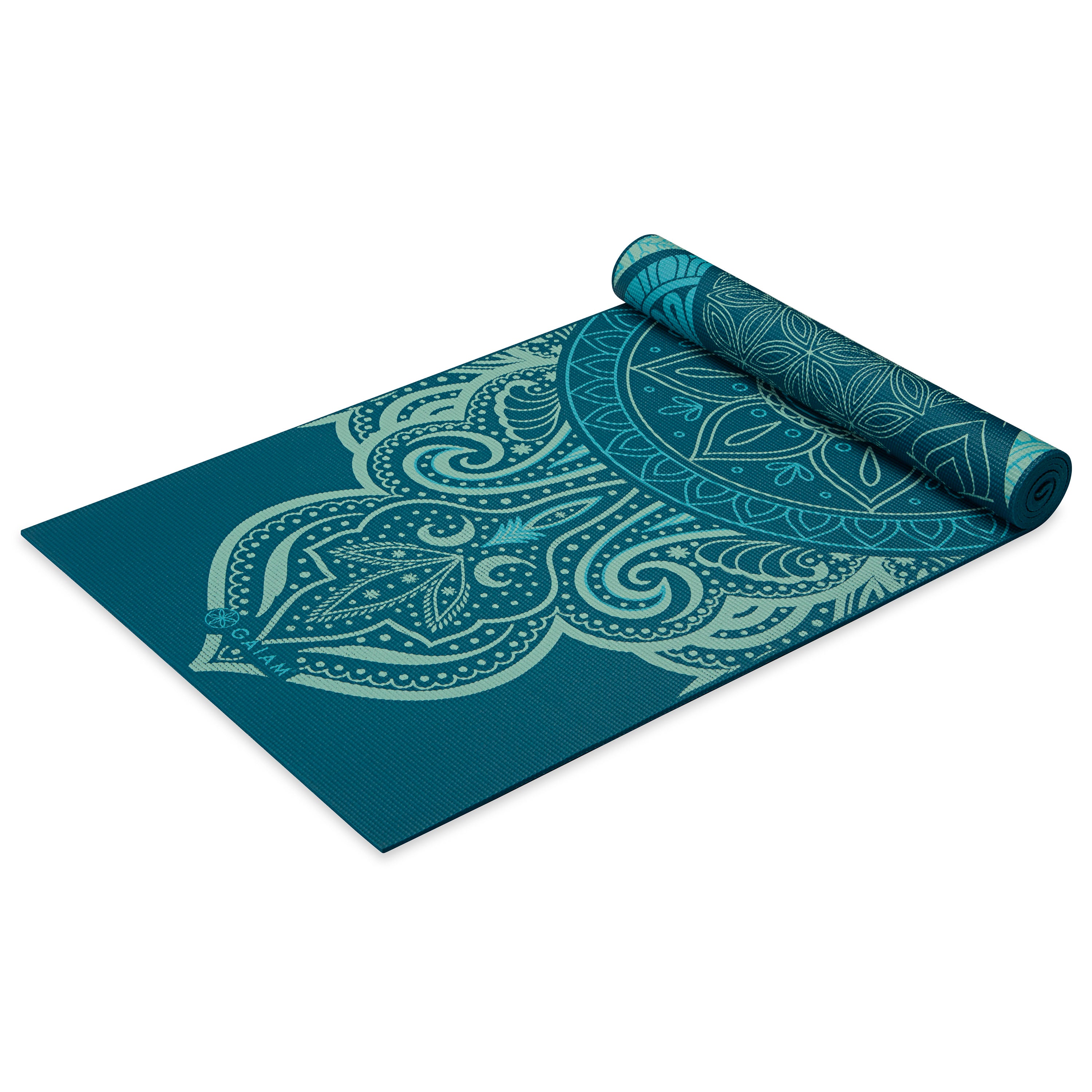 Premium Reversible Seaglass Yoga Mat (6mm) half rolled